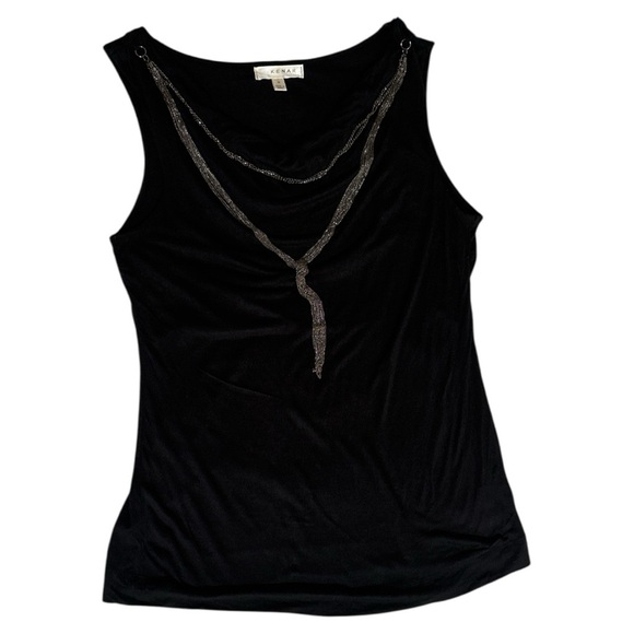 Kenar Black Draped Tank Top - Picture 3 of 4